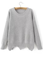 Shein Grey Drop Shoulder Asymmetrical Sweater