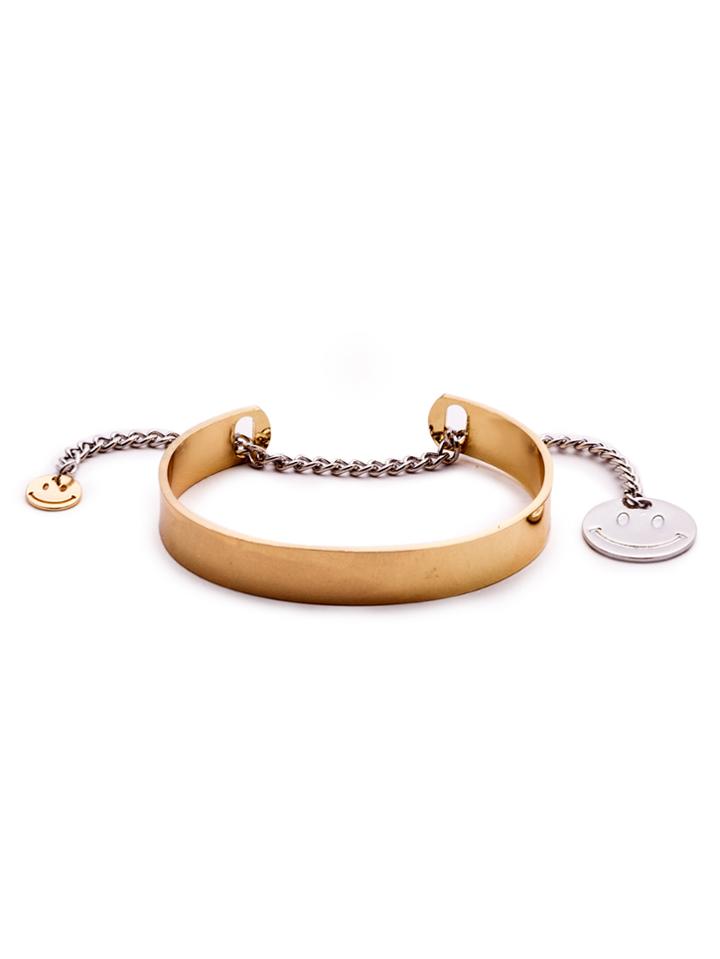 Shein Gold Tone Smiley Face Metal Bangle