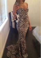 Rosewe Tube Pattern Leopard Print Maxi Dress