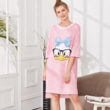 Shein Cartoon Print Stepped Hem Night Dress