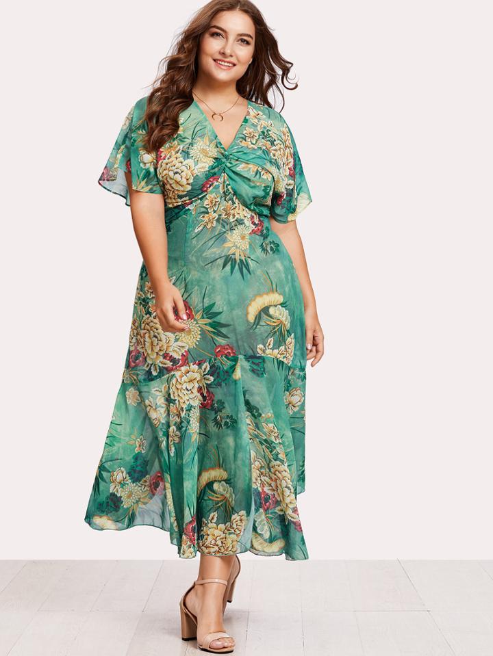 Shein Twist Front Tiered Kimono Dress