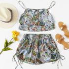 Shein Paisley Print Tiered Cami With Shorts