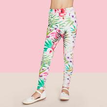 Shein Girls Tropical Print Leggings