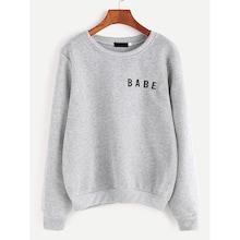 Shein Light Grey Letter Print Sweatshirt