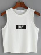 Shein Letter Print White Tank Top