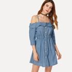 Shein Off The Shoulder Denim Dress