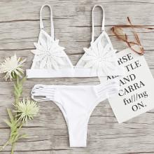 Shein Applique Ladder Cut Out Bikini Set