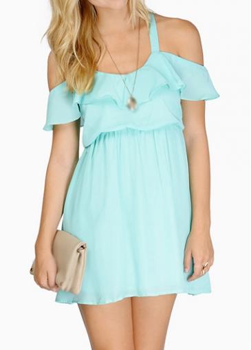 Rosewe Backless Light Blue Off The Shoulder Dress