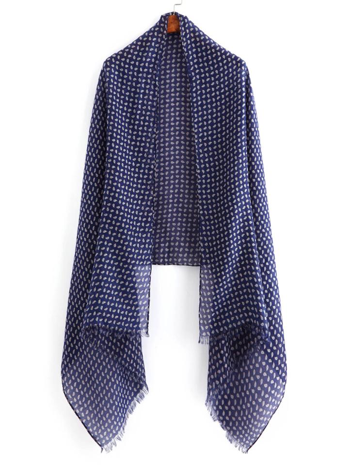 Shein Graphic Print Fringe Trim Scarf