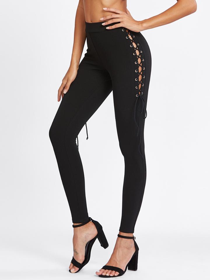 Shein Grommet Lace Up Side Leggings