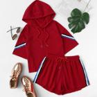 Shein Striped Side Hoodie With Sweatshorts Set