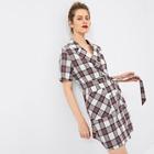 Shein Double Breasted Belted Pocket Plaid Dress