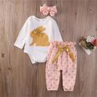 Shein Toddler Girls Rabbit Print Jumpsuit & Pants & Headband