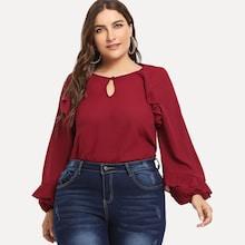 Shein Plus Ruffle Solid Top