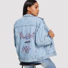 Shein Colorful Pearl Beading Letter Print Jacket