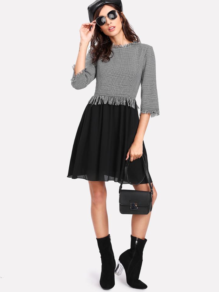 Shein Frayed Edge Mixed Media Dress