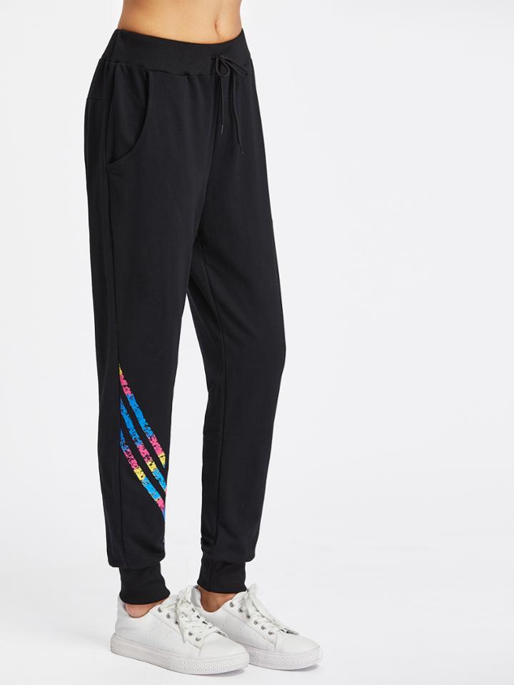 Shein Striped Drawstring Tapered Pants