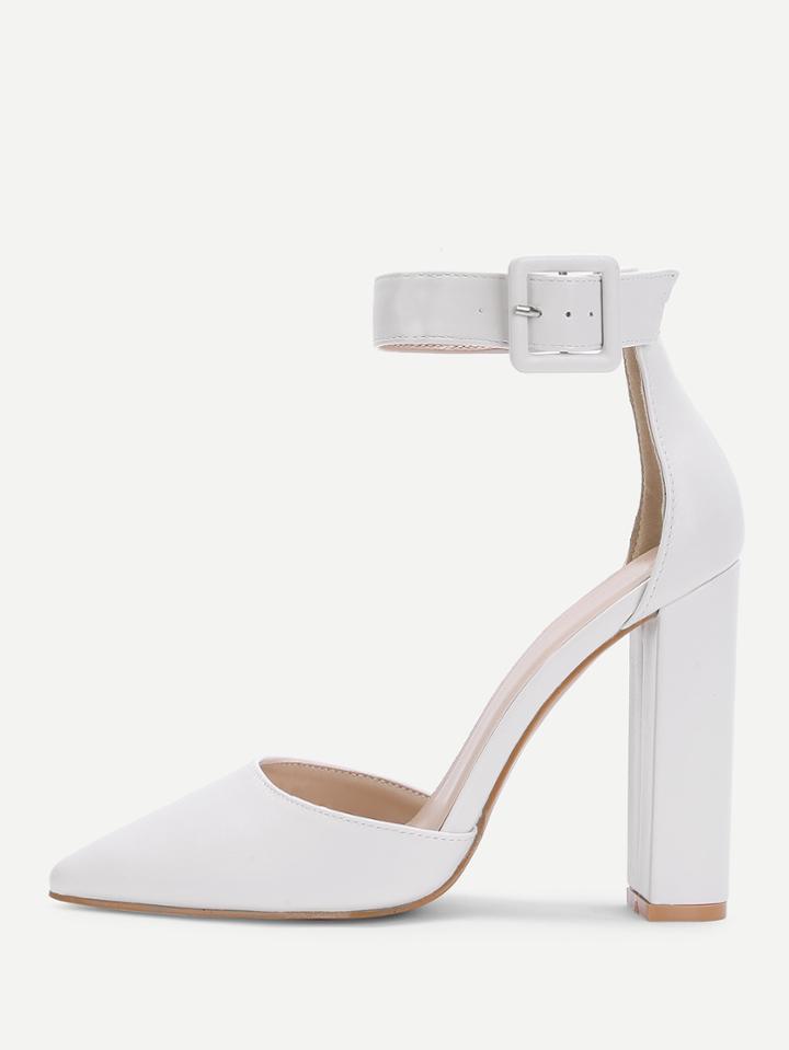 Shein Block Heeled Ankle Strap Pumps