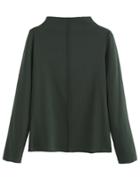 Shein Dark Green Funnel Neck Long Sleeve T-shirt