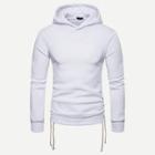 Shein Men Lace Up Side Plain Hooded Sweatshirt