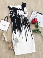 Shein Contrast Drip Print Sheath Dress