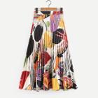 Shein Foliage Print Pleated Skirt