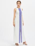 Shein Ornate Print Princess Seam Slit Front High Waist Dress