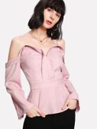 Shein Foldover Cold Shoulder Peplum Top