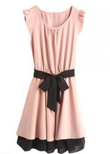 Rosewe Cute Round Neck Short Sleeve A Line Dress