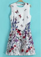 Rosewe Summer Essential Round Neck Print A Line Dress