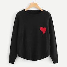 Shein Heart And Letter Pattern Jumper