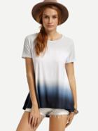 Shein White Ombre High Low T-shirt