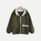 Shein Plus Letter Embroidery Hooded Jacket