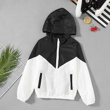 Shein Girls Zip Front Color Block Hoodie Jacket