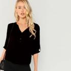 Shein Button Front V Neck Top