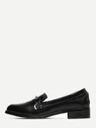 Shein Black Metallic Embellished Slip-on Loafer Flats