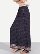 Shein Colorful Vintage Print Pockets Boho Maxi Skirt