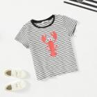 Shein Girls Shrimp Print Striped Top
