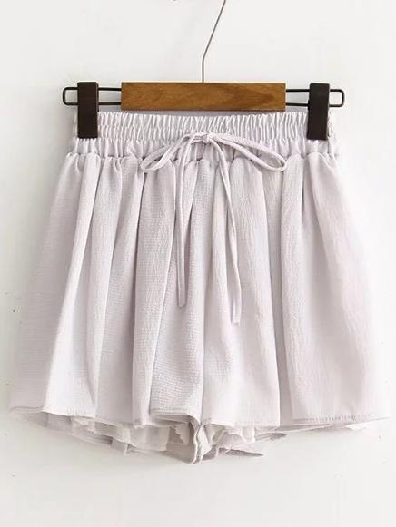 Shein Grey Drawstring Chiffon Shorts