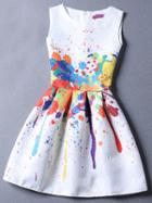 Shein Colour Sleeveless Graffiti Print Jacquard Dress