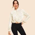 Shein Bishop Sleeve Twist Front Top