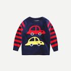 Shein Toddler Boys Car Pattern Striped Sweater