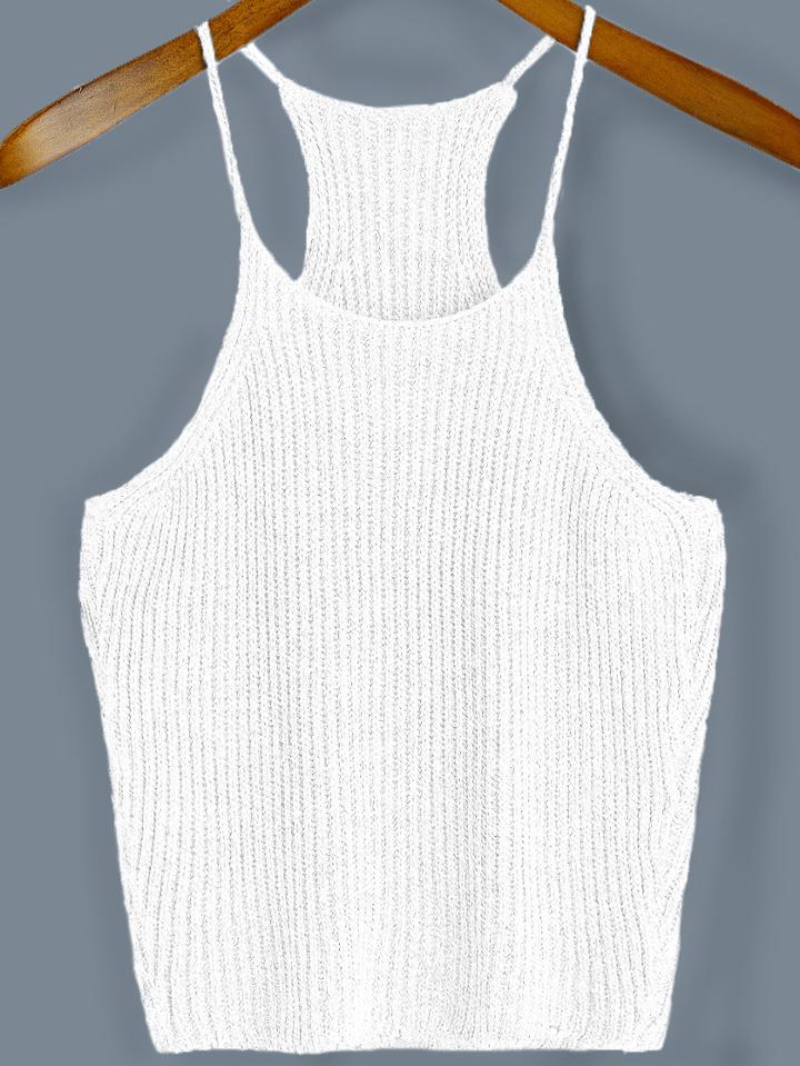 Shein White Spaghetti Strap Sweater Cami Top