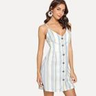 Shein Striped Strap Button Dress