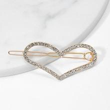 Shein Heart Design Rhinestone Hair Clip