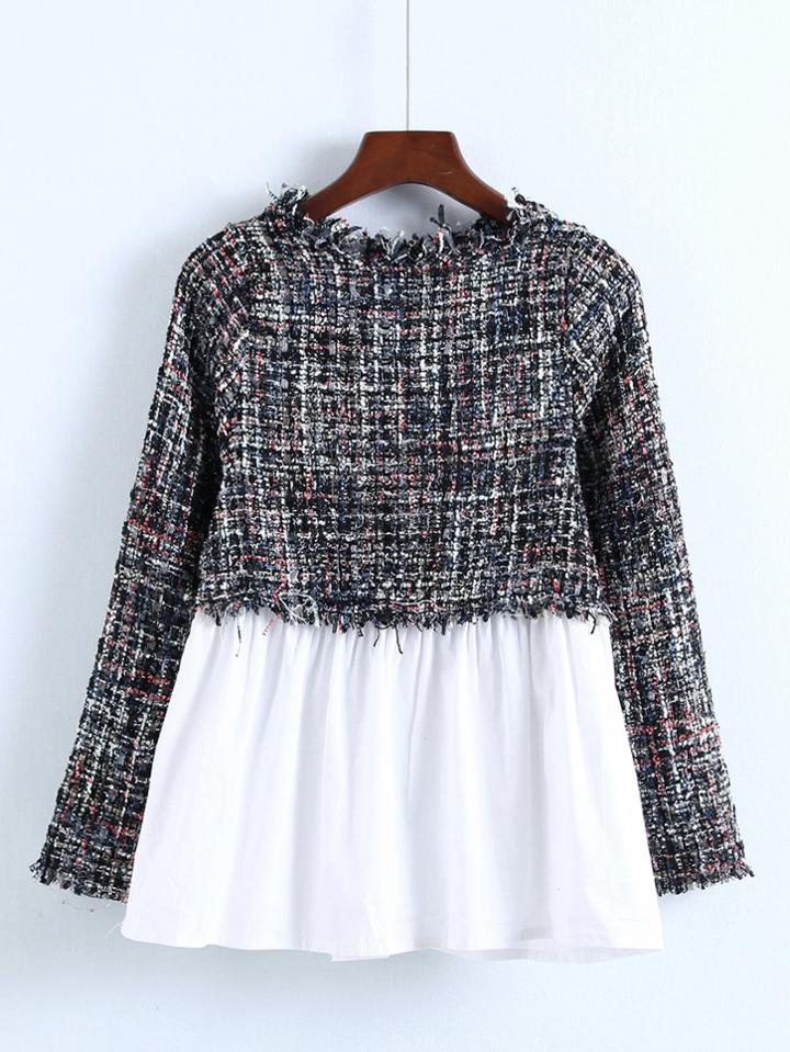 Shein 2 In 1 Tweed Babydoll Blouse