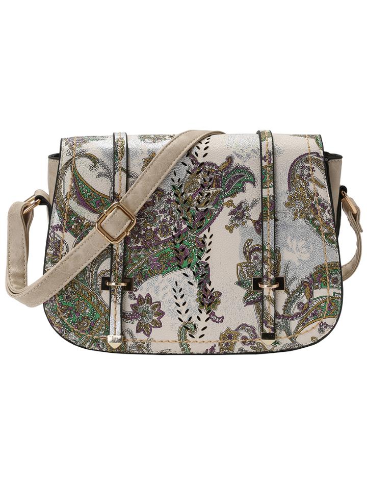 Shein Beige Paisley Print Pu Shoulder Bag