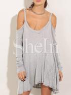 Shein Grey Off The Shoulder Loose Rib Dress