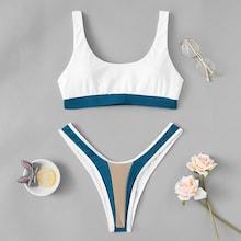 Shein High Leg Colorblock Bikini Set
