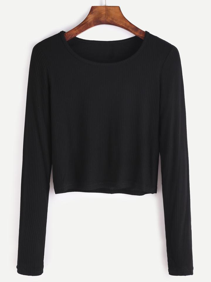 Shein Ribbed Crop T-shirt